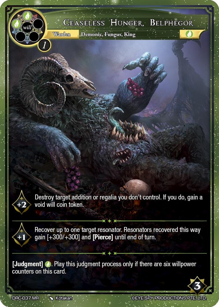 Ceaseless Hunger, Belphegor // Belphegor, Archdemon of Gluttony (DRC-037 JR) [Descent into the Raven's Catacombs]