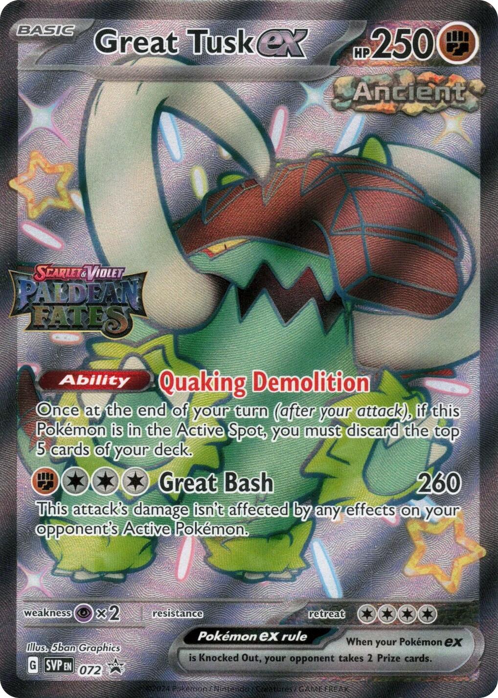 Great Tusk ex (072) (Paldean Fates Stamped) [Scarlet & Violet: Paldean Fates]