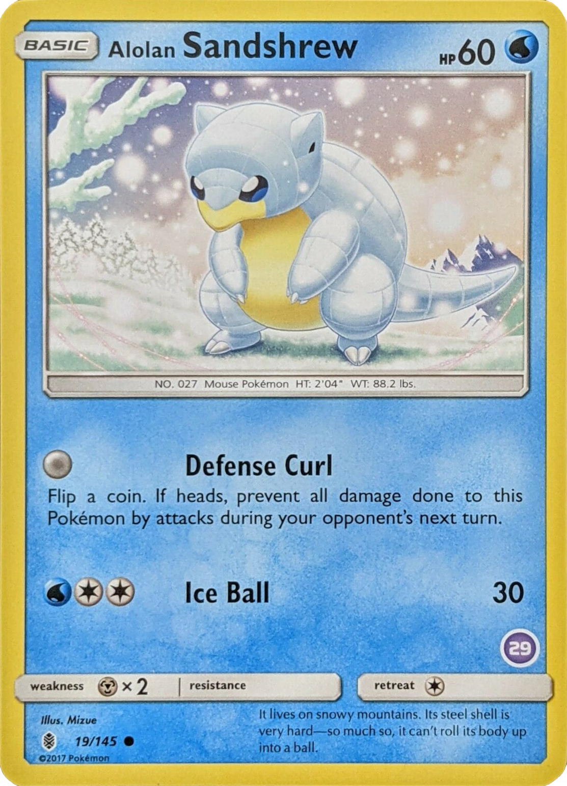 Alolan Sandshrew (19/145) (Deck Exclusive #29) [Sun & Moon: Trainer Kit - Alolan Sandslash]
