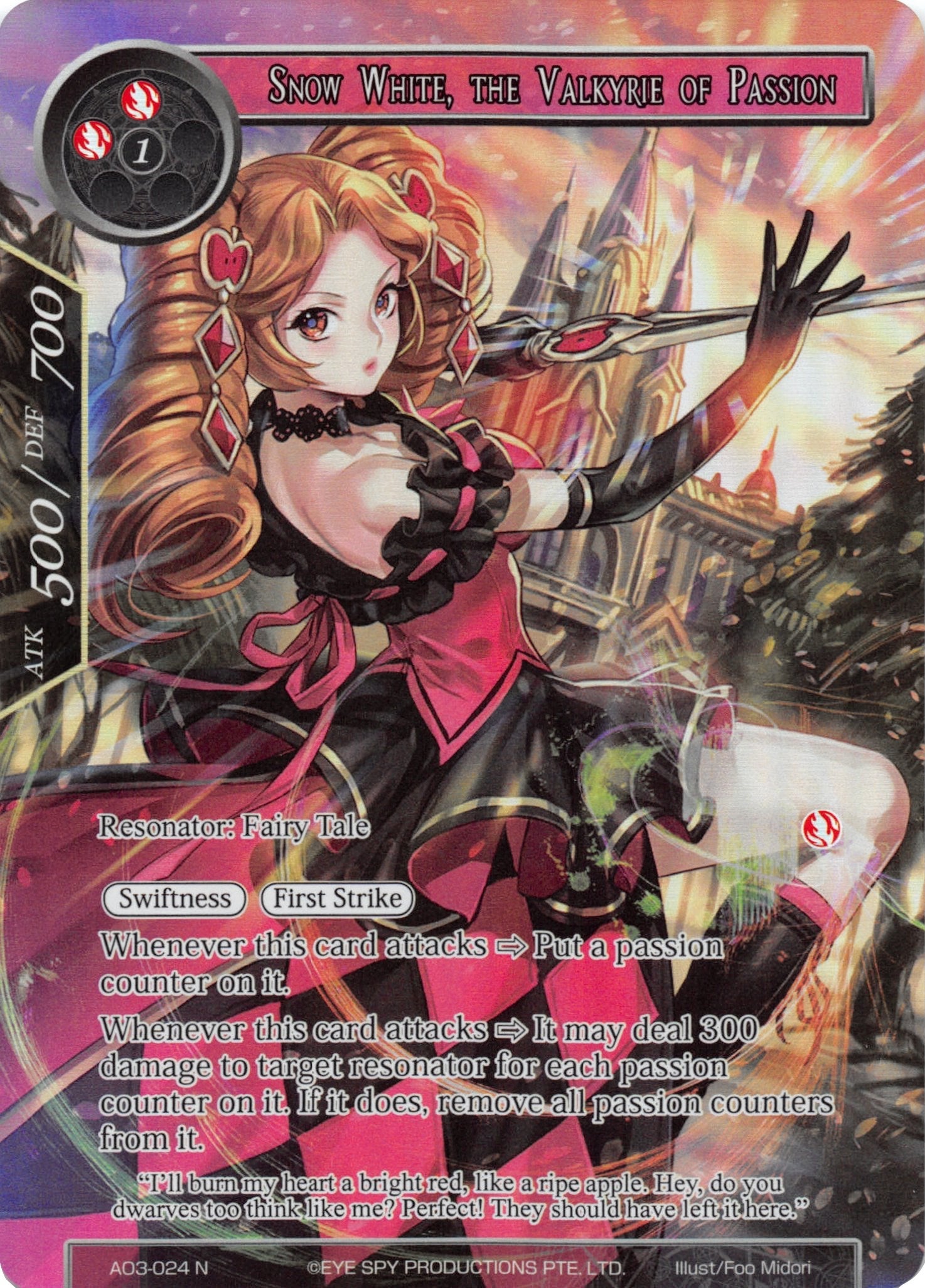 Snow White, the Valkyrie of Passion (Full Art) (AO3-024) [Alice Origin III]