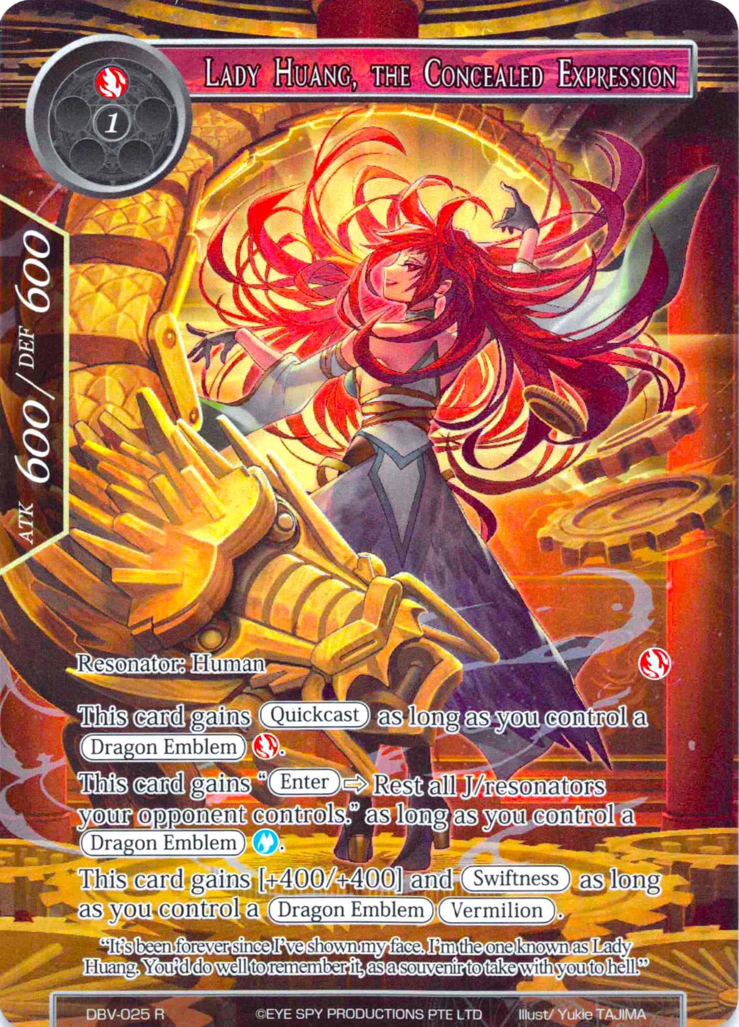 Lady Huang, The Concealed Expression (Full Art) (DBV-025) [The Decisive Battle of Valhalla]