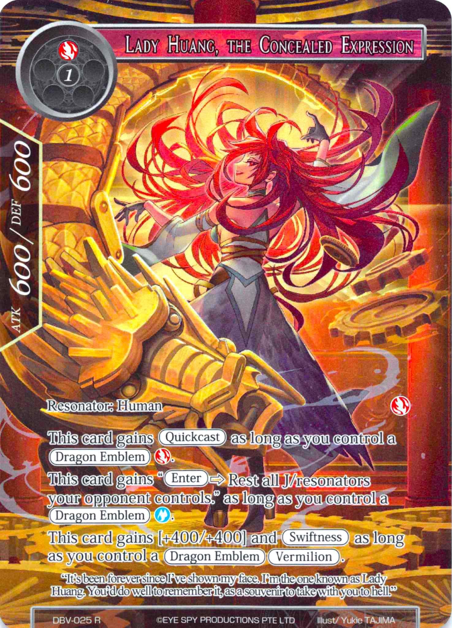Lady Huang, The Concealed Expression (Full Art) (DBV-025) [The Decisive Battle of Valhalla]
